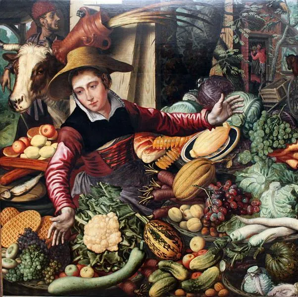 Market Woman At A Vegetable Stand